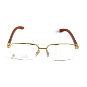 Óculos de Grau Cartier T8101013 Santos Transatlantique Wood & Tit – Unissex