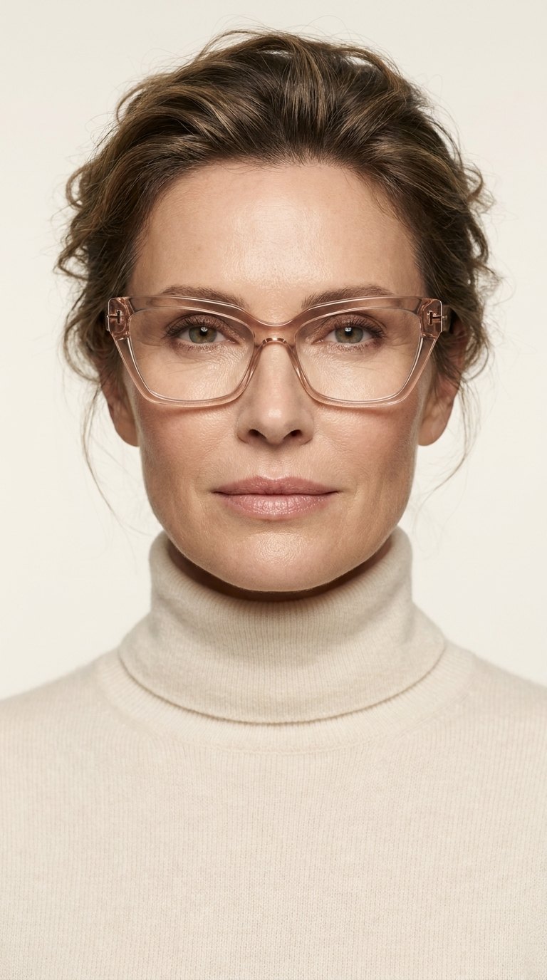 Mulher usando óculos de grau Tom Ford